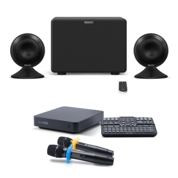 Караоке-комплект для дома EVOBOX + микрофоны SE • 200D + аудиосистема EvoSound Sphere